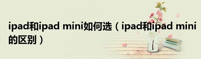 ipad和ipad mini如何选（ipad和ipad mini的区别）
