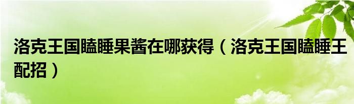 洛克王国瞌睡果酱在哪获得（洛克王国瞌睡王配招）