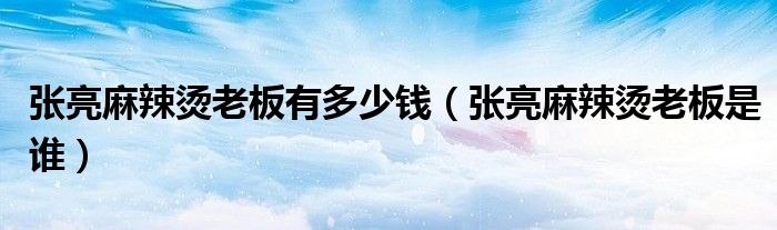 张亮麻辣烫老板有多少钱（张亮麻辣烫老板是谁）