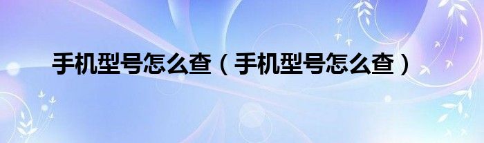 手机型号怎么查（手机型号怎么查）