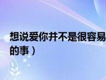 想说爱你并不是很容易的事王志文(想说爱你并不是很容易的事) 想说爱你并不是很容易的事王志文(想说爱你并不是很容易的事)