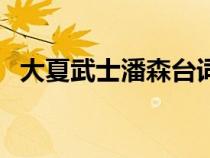 大夏武士潘森台词（大夏武士潘森怎么样）