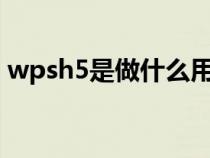 wpsh5是做什么用的（WPSH5是做什么的）