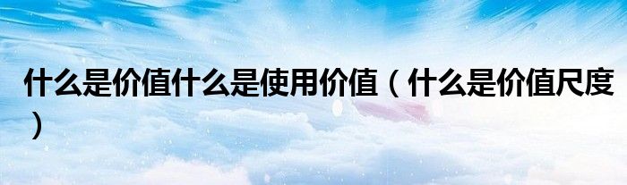 什么是价值什么是使用价值（什么是价值尺度）