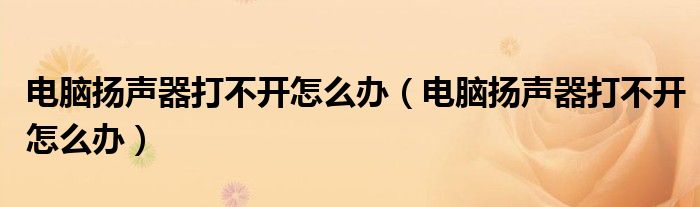 电脑扬声器打不开怎么办（电脑扬声器打不开怎么办）