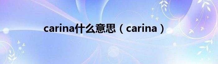 carina什么意思（carina）