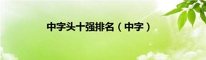 中字头十强排名（中字）