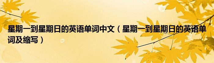 星期一到星期日的英语单词中文（星期一到星期日的英语单词及缩写）
