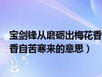 宝剑锋从磨砺出梅花香自苦寒来英语(宝剑锋从磨砺出梅花香自苦寒来的意思) 宝剑锋从磨砺出梅花香自苦寒来英语(宝剑锋从磨砺出梅花香自苦寒来的意思)