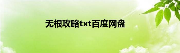 无根攻略txt百度网盘