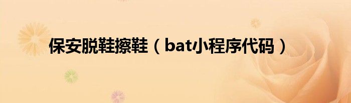 保安脱鞋擦鞋（bat小程序代码）