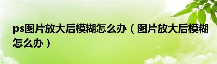 ps图片放大后模糊怎么办（图片放大后模糊怎么办）