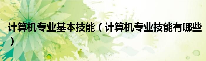 计算机专业基本技能（计算机专业技能有哪些）