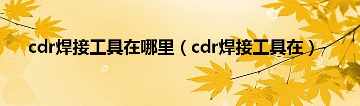 cdr焊接工具在哪里（cdr焊接工具在）
