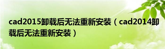 cad2015卸载后无法重新安装（cad2014卸载后无法重新安装）