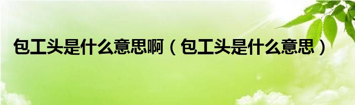 包领班是甚么意思啊（包领班是甚么意思）