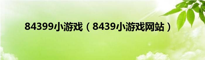 84399小游戏（8439小游戏网站）