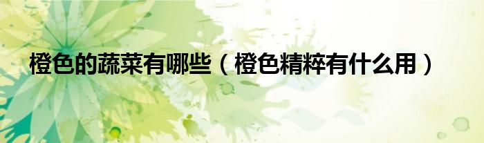 橙色的蔬菜有哪些（橙色精粹有什么用）