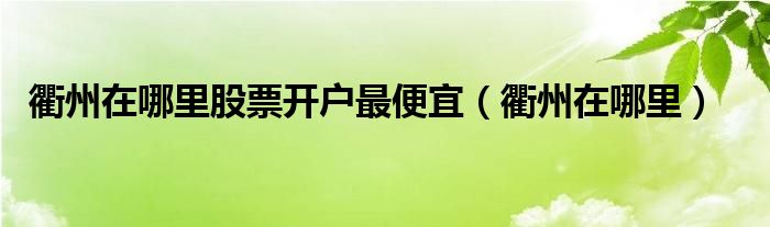 衢州在哪里股票开户最便宜（衢州在哪里）