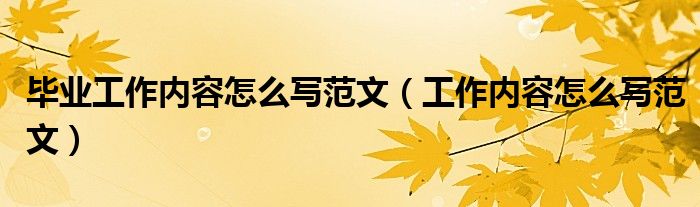 毕业工作内容怎么写范文（工作内容怎么写范文）