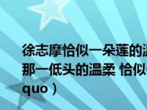 徐志摩恰似一朵莲的温柔不胜娇羞(徐志摩的 ldquo 最是那一低头的温柔 恰似一朵水莲花不胜娇羞 hellip hellip rdquo) 徐志摩恰似一朵莲的温柔不胜娇羞(徐志摩的 ldquo 最是那一低头的温柔 恰似一朵水莲花不胜娇羞 hellip hellip rdquo)
