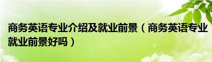 商务英语专业介绍及就业前景（商务英语专业就业前景好吗）