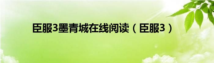 臣服3墨青城在线阅读（臣服3）