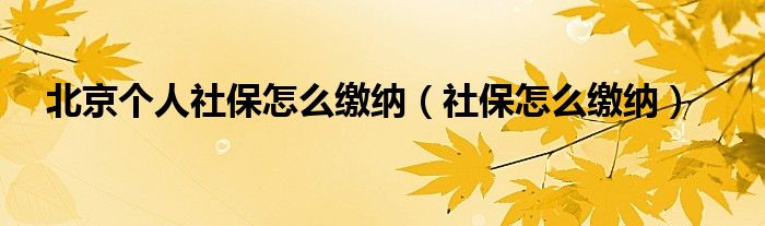 北京总体社保奈何样缴纳（社保奈何样缴纳）