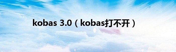 kobas 3.0（kobas打不开）