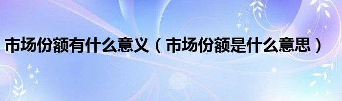 市场份额有甚么意思（市场份额是甚么意思）