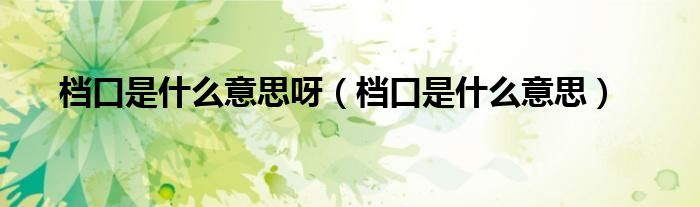 档口是什么意思呀（档口是什么意思）