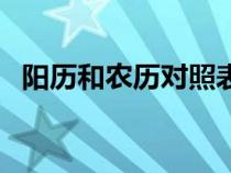 阳历和农历对照表（阳历和农历对应日期）