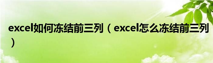 excel如何冻结前三列（excel怎么冻结前三列）