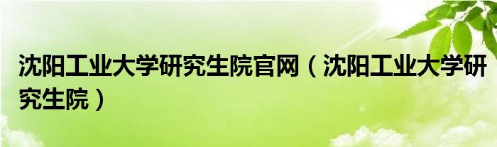 沈阳工业大学研究生院官网（沈阳工业大学研究生院）