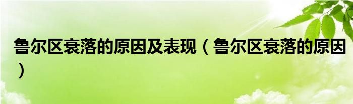 鲁尔区衰落的原因及表现（鲁尔区衰落的原因）