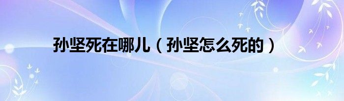 孙坚死在哪儿（孙坚怎么死的）