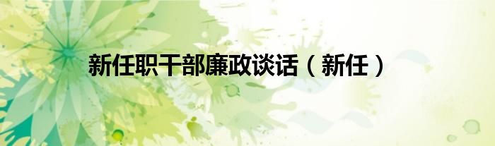 新任职干部廉政谈话（新任）