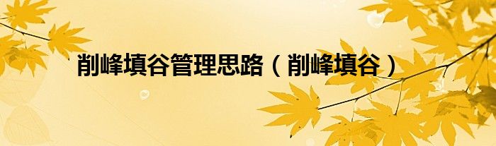削峰填谷管理思路（削峰填谷）