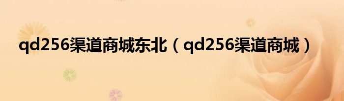 qd256渠道商城东北（qd256渠道商城）