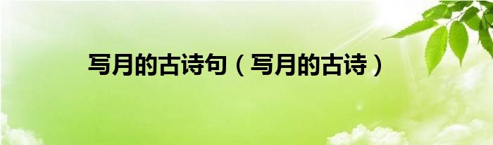 写月的古诗句（写月的古诗）