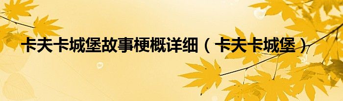 卡夫卡城堡故事梗概详细（卡夫卡城堡）