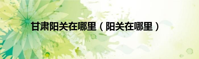 甘肃阳关在哪里（阳关在哪里）