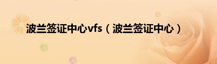 波兰签证中心vfs（波兰签证中心）