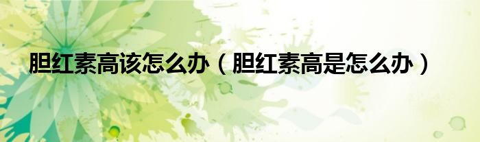 胆红素高该怎么办（胆红素高是怎么办）