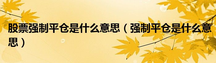 股票强制平仓是什么意思（强制平仓是什么意思）
