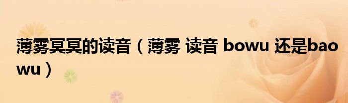 薄雾冥冥的读音（薄雾 读音 bowu 还是baowu）
