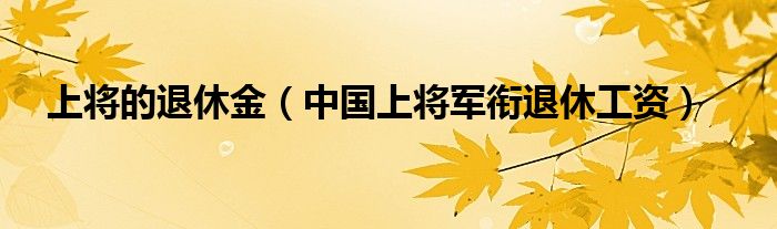 上将的退休金（中国上将军衔退休工资）