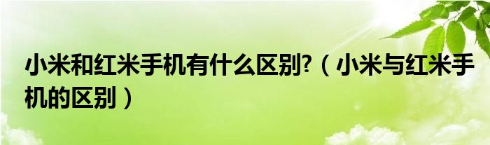 小米和红米手机有什么区别?（小米与红米手机的区别）