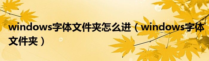 windows字体文件夹怎么进（windows字体文件夹）