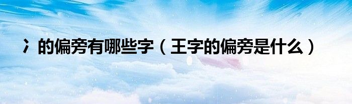 冫的偏旁有哪些字（王字的偏旁是什么）